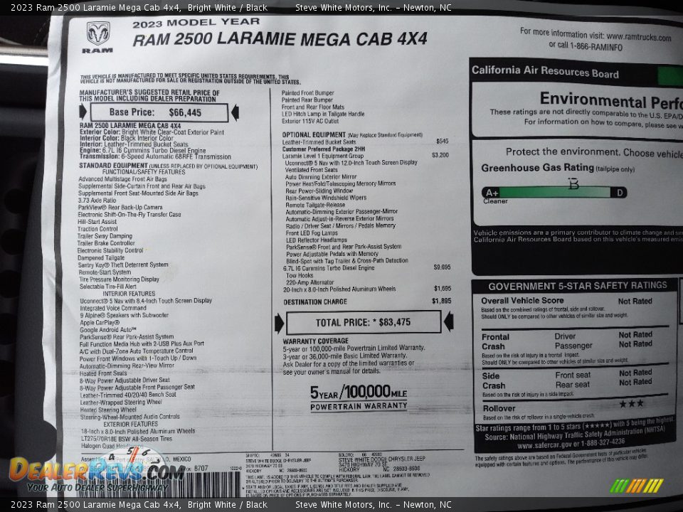 2023 Ram 2500 Laramie Mega Cab 4x4 Window Sticker Photo #33