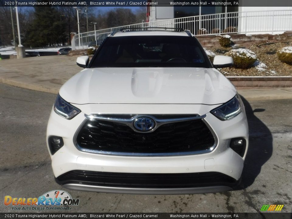 2020 Toyota Highlander Hybrid Platinum AWD Blizzard White Pearl / Glazed Caramel Photo #5