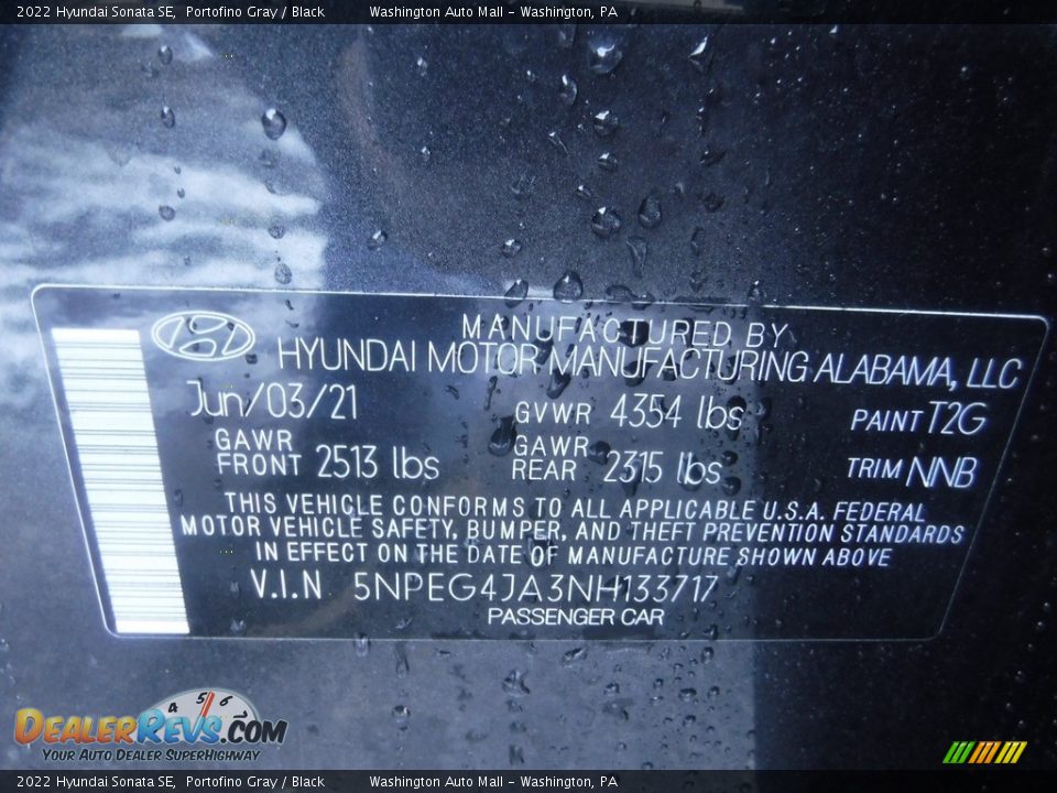2022 Hyundai Sonata SE Portofino Gray / Black Photo #24