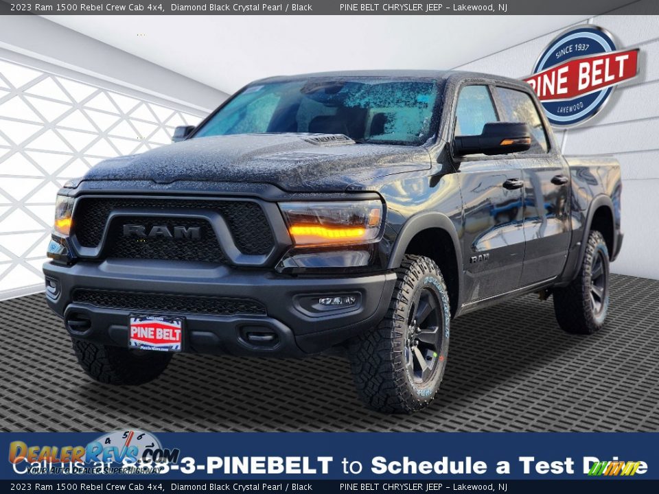 2023 Ram 1500 Rebel Crew Cab 4x4 Diamond Black Crystal Pearl / Black Photo #1