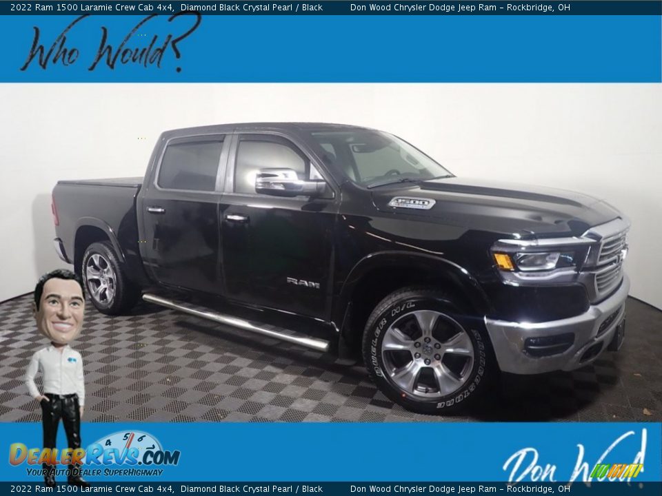 2022 Ram 1500 Laramie Crew Cab 4x4 Diamond Black Crystal Pearl / Black Photo #1