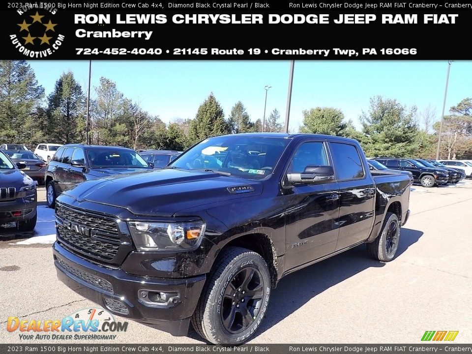 2023 Ram 1500 Big Horn Night Edition Crew Cab 4x4 Diamond Black Crystal Pearl / Black Photo #1