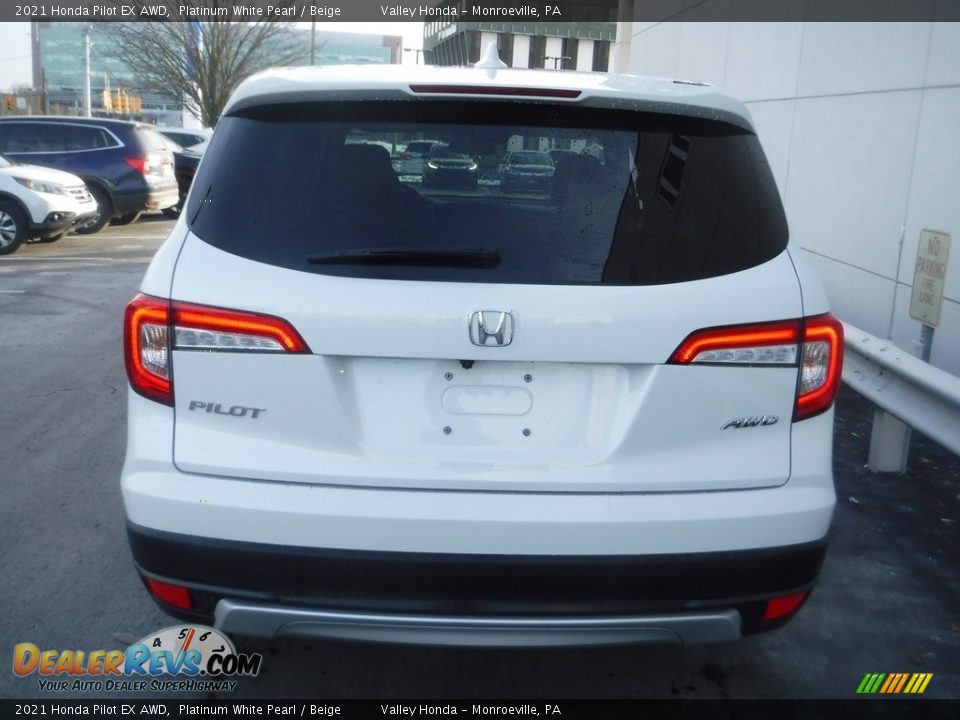 2021 Honda Pilot EX AWD Platinum White Pearl / Beige Photo #7