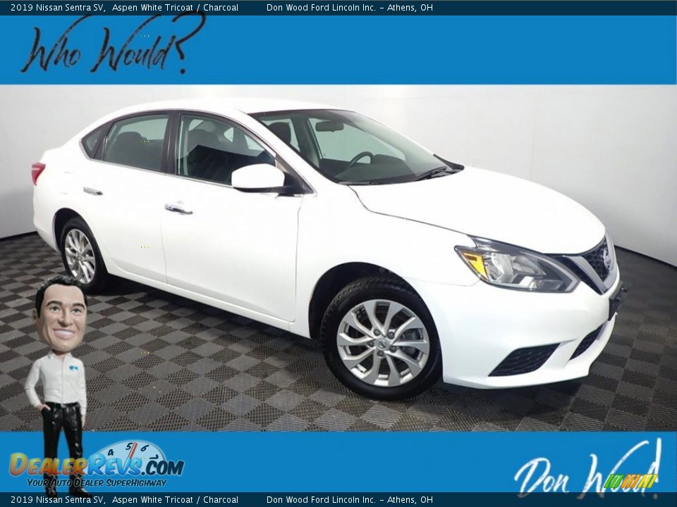 2019 Nissan Sentra SV Aspen White Tricoat / Charcoal Photo #1