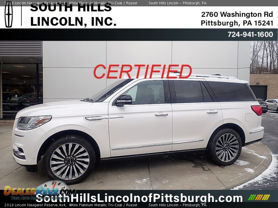 2019 Lincoln Navigator Reserve 4x4 White Platinum Metallic Tri-Coat / Russet Photo #1