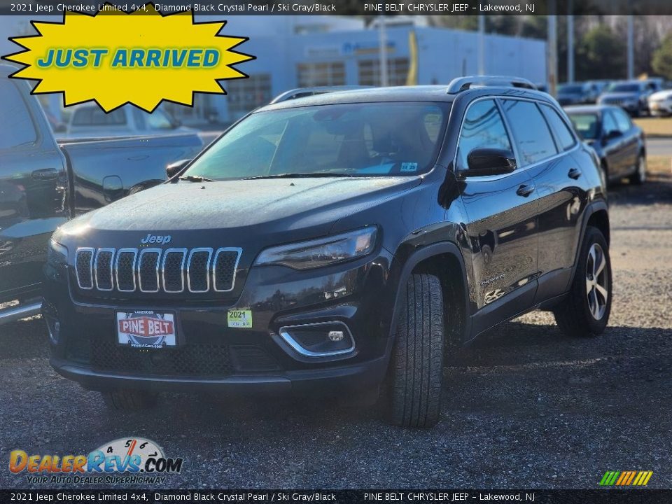 2021 Jeep Cherokee Limited 4x4 Diamond Black Crystal Pearl / Ski Gray/Black Photo #1