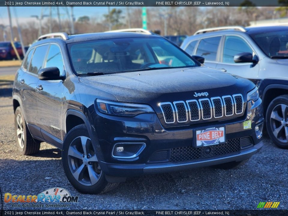 2021 Jeep Cherokee Limited 4x4 Diamond Black Crystal Pearl / Ski Gray/Black Photo #3