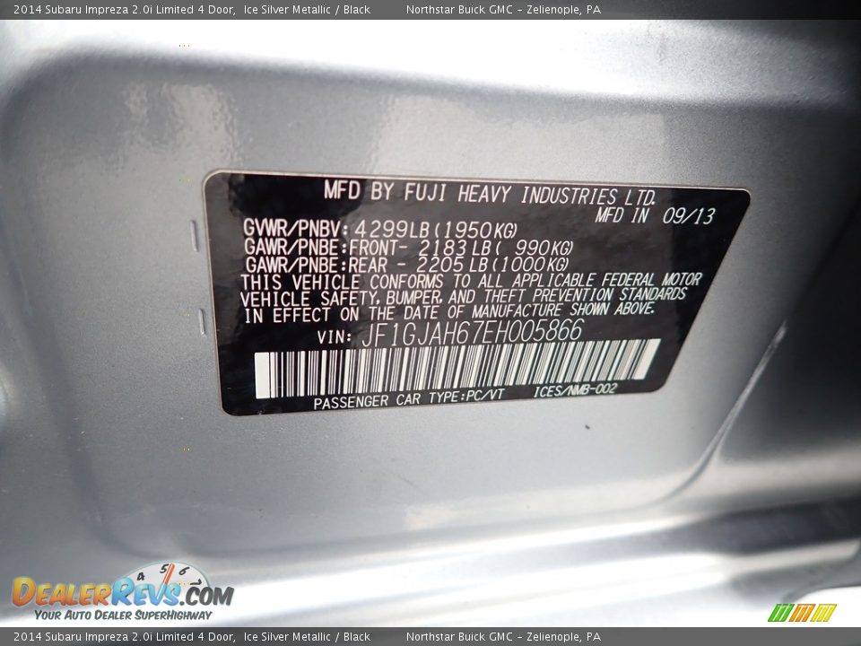 2014 Subaru Impreza 2.0i Limited 4 Door Ice Silver Metallic / Black Photo #30