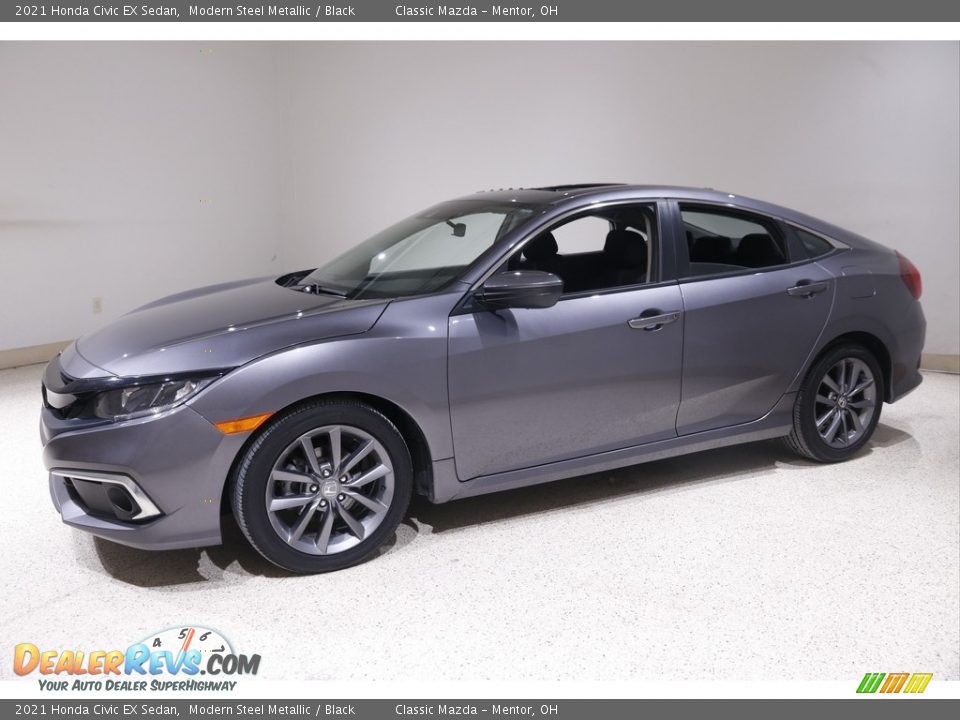 2021 Honda Civic EX Sedan Modern Steel Metallic / Black Photo #3