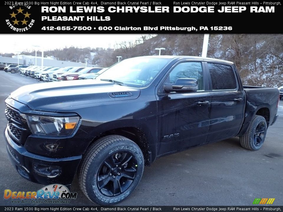 2023 Ram 1500 Big Horn Night Edition Crew Cab 4x4 Diamond Black Crystal Pearl / Black Photo #1