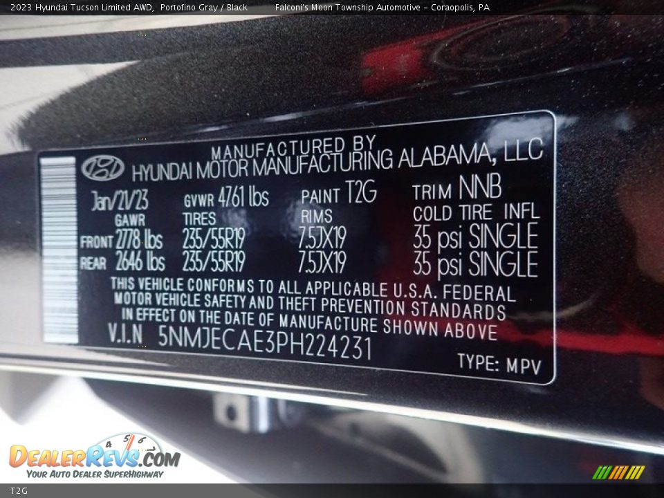 Hyundai Color Code T2G Portofino Gray