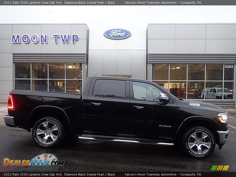 2021 Ram 1500 Laramie Crew Cab 4x4 Diamond Black Crystal Pearl / Black Photo #1