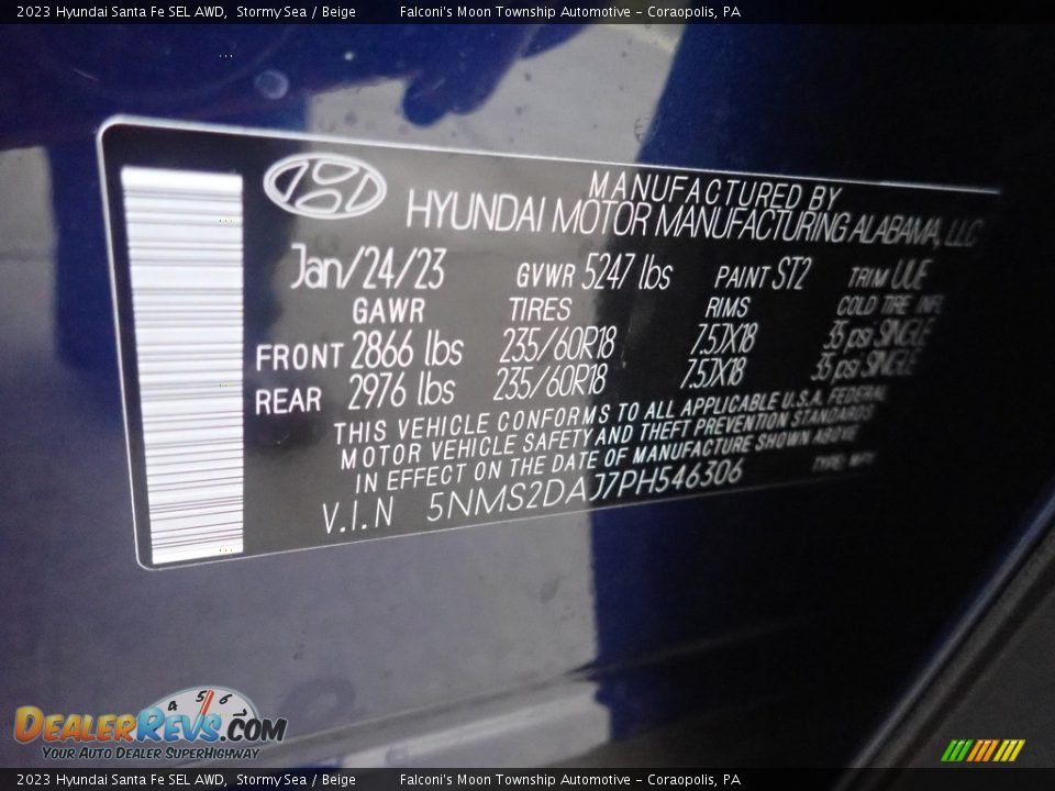 2023 Hyundai Santa Fe SEL AWD Stormy Sea / Beige Photo #18