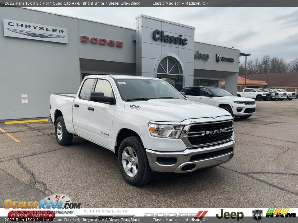 2023 Ram 1500 Big Horn Quad Cab 4x4 Bright White / Diesel Gray/Black Photo #1