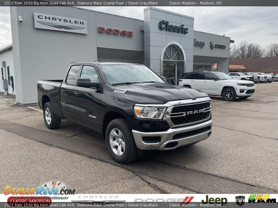 2023 Ram 1500 Big Horn Quad Cab 4x4 Diamond Black Crystal Pearl / Diesel Gray/Black Photo #1