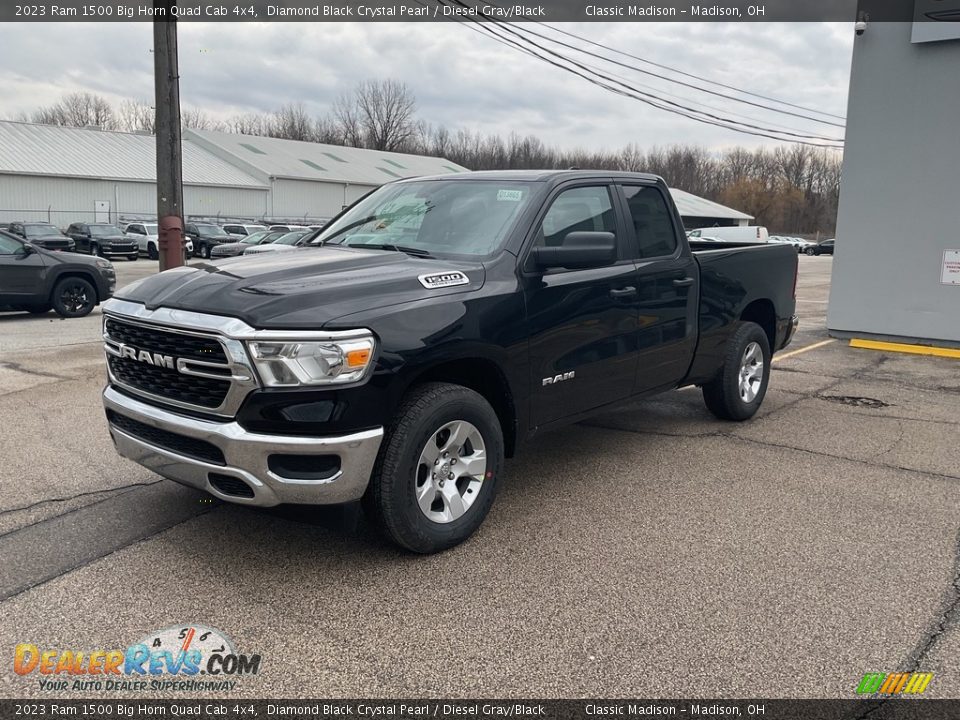 2023 Ram 1500 Big Horn Quad Cab 4x4 Diamond Black Crystal Pearl / Diesel Gray/Black Photo #3