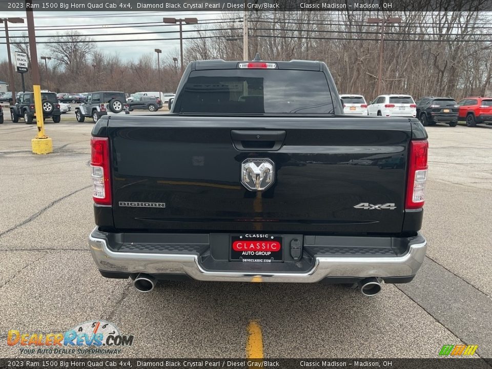 2023 Ram 1500 Big Horn Quad Cab 4x4 Diamond Black Crystal Pearl / Diesel Gray/Black Photo #6