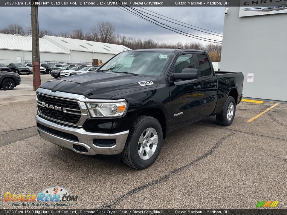 2023 Ram 1500 Big Horn Quad Cab 4x4 Diamond Black Crystal Pearl / Diesel Gray/Black Photo #3