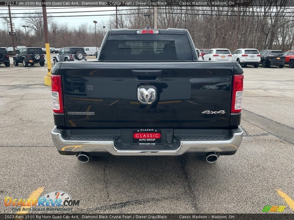 2023 Ram 1500 Big Horn Quad Cab 4x4 Diamond Black Crystal Pearl / Diesel Gray/Black Photo #6