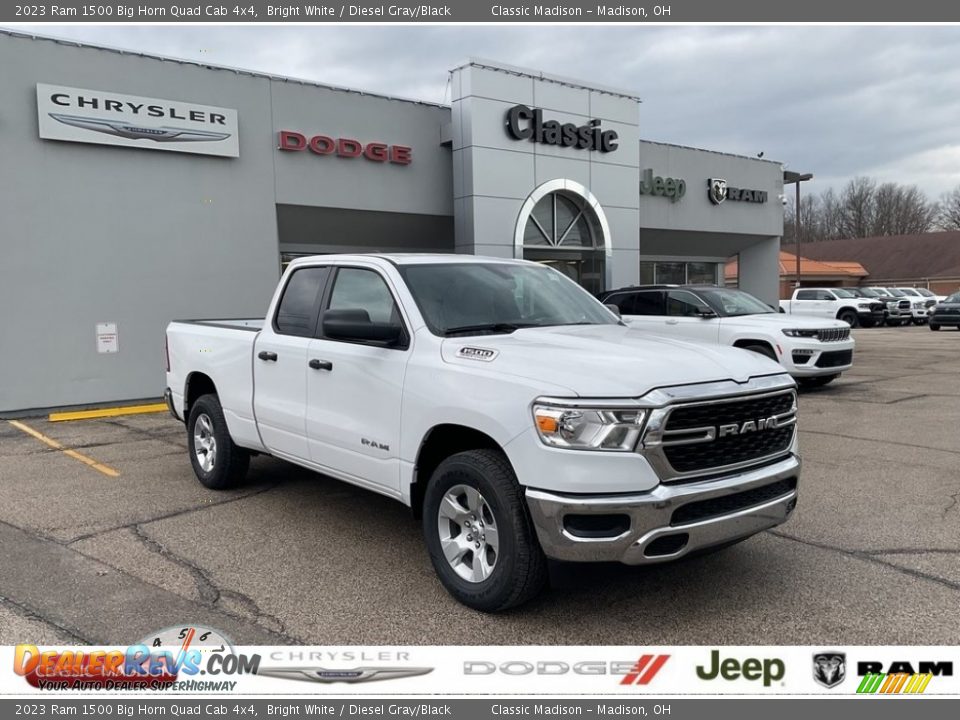 2023 Ram 1500 Big Horn Quad Cab 4x4 Bright White / Diesel Gray/Black Photo #1