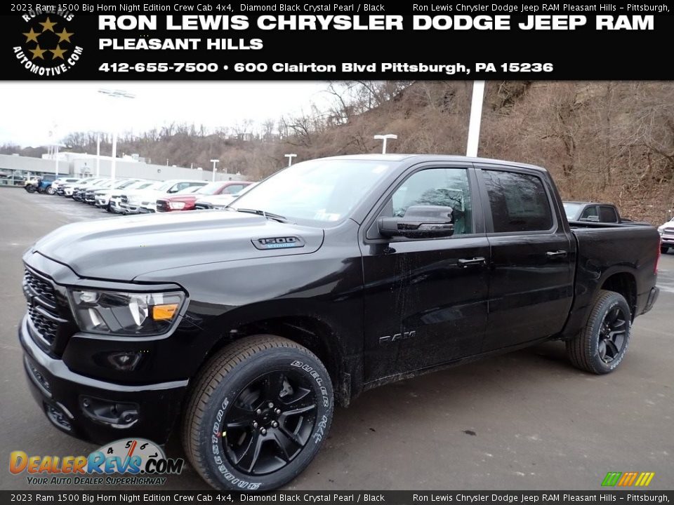 2023 Ram 1500 Big Horn Night Edition Crew Cab 4x4 Diamond Black Crystal Pearl / Black Photo #1