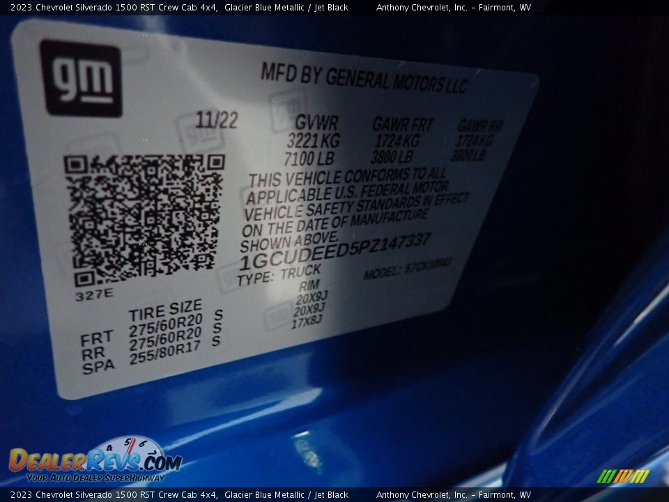 2023 Chevrolet Silverado 1500 RST Crew Cab 4x4 Glacier Blue Metallic / Jet Black Photo #15