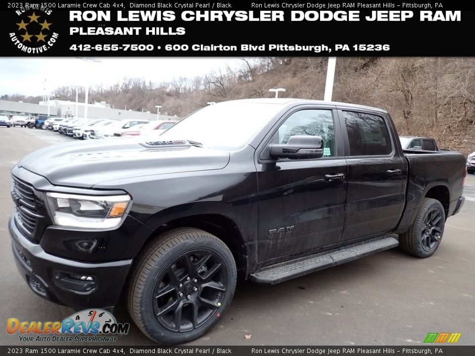 2023 Ram 1500 Laramie Crew Cab 4x4 Diamond Black Crystal Pearl / Black Photo #1