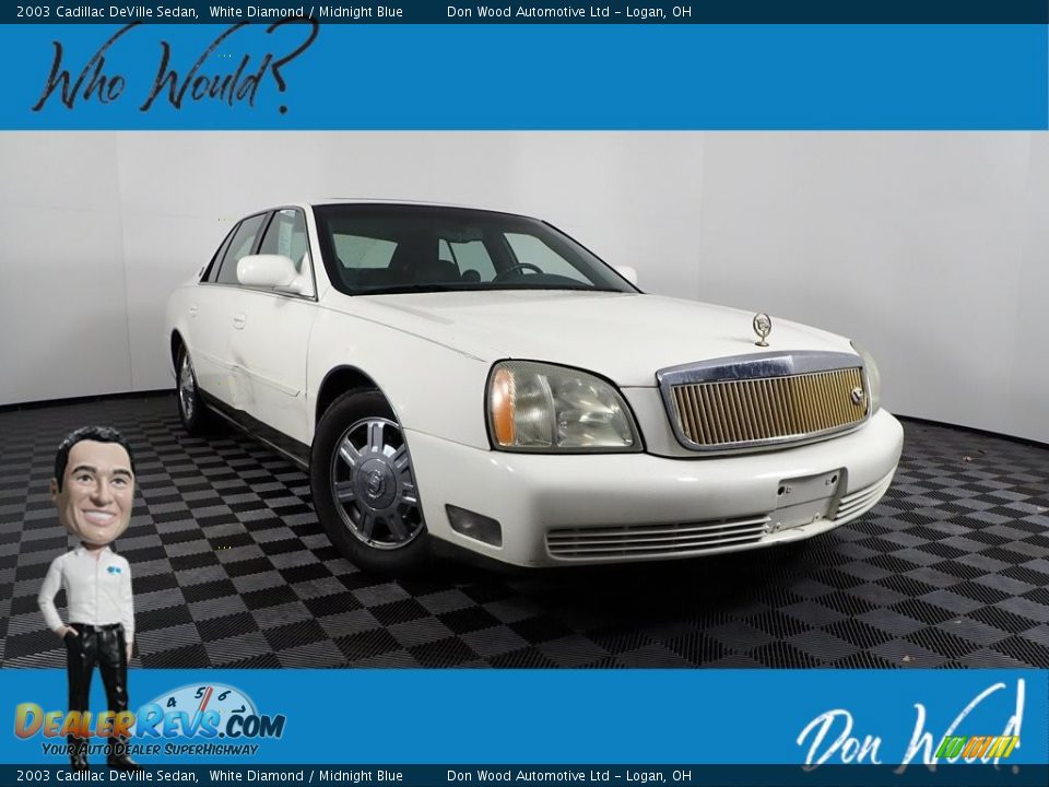 2003 Cadillac DeVille Sedan White Diamond / Midnight Blue Photo #1