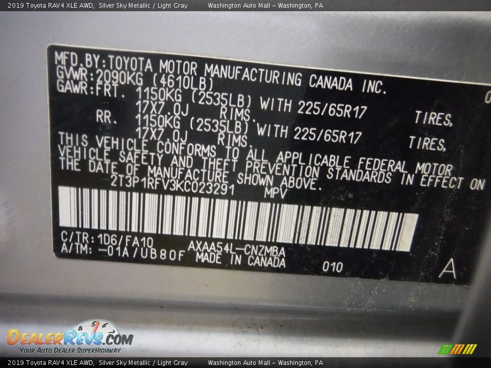 2019 Toyota RAV4 XLE AWD Silver Sky Metallic / Light Gray Photo #31