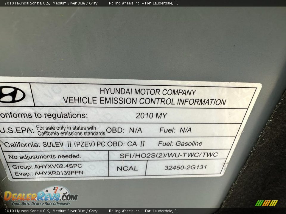 2010 Hyundai Sonata GLS Medium Silver Blue / Gray Photo #32