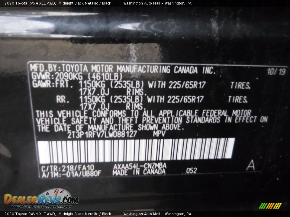 2020 Toyota RAV4 XLE AWD Midnight Black Metallic / Black Photo #33