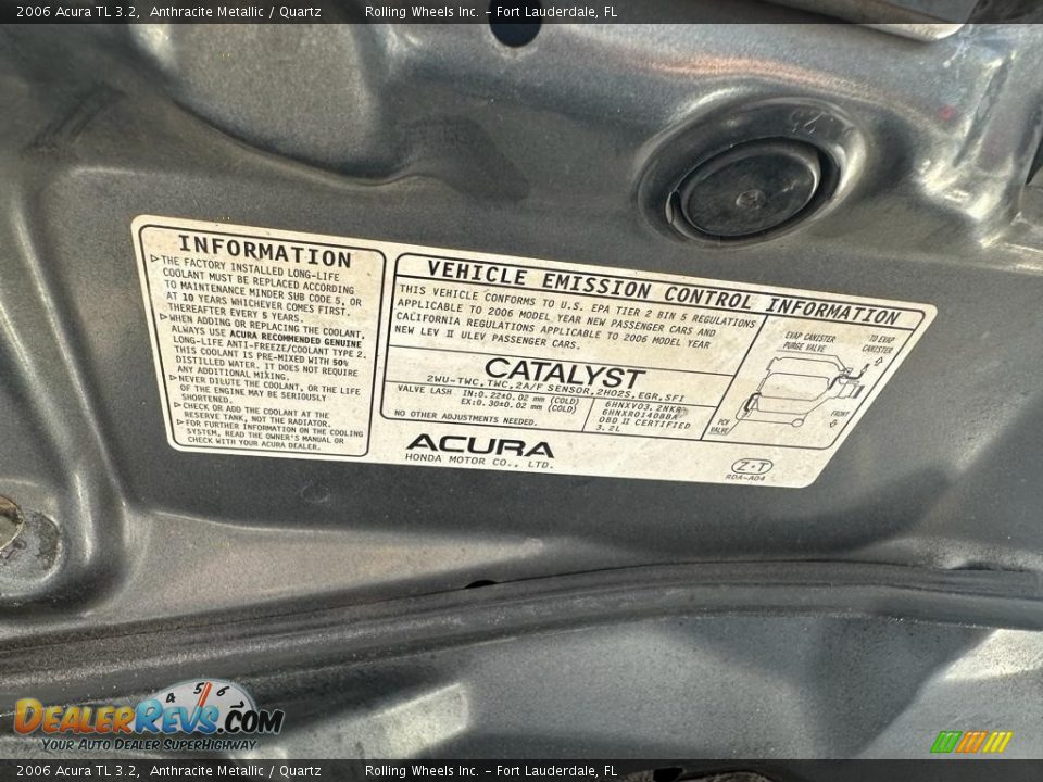 2006 Acura TL 3.2 Anthracite Metallic / Quartz Photo #20