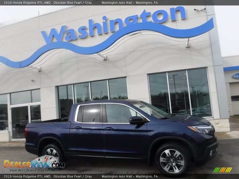 2019 Honda Ridgeline RTL AWD Obsidian Blue Pearl / Gray Photo #2