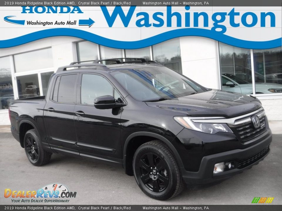 2019 Honda Ridgeline Black Edition AWD Crystal Black Pearl / Black/Red Photo #1