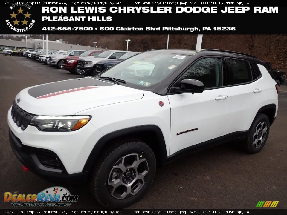 2022 Jeep Compass Trailhawk 4x4 Bright White / Black/Ruby Red Photo #1