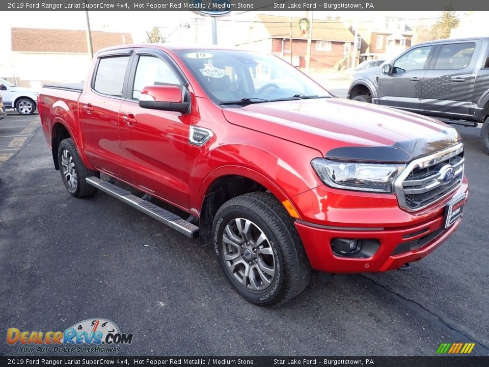 2019 Ford Ranger Lariat SuperCrew 4x4 Hot Pepper Red Metallic / Medium Stone Photo #7