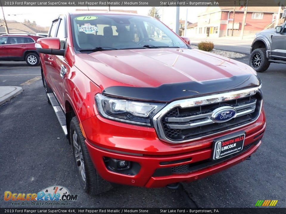 2019 Ford Ranger Lariat SuperCrew 4x4 Hot Pepper Red Metallic / Medium Stone Photo #8