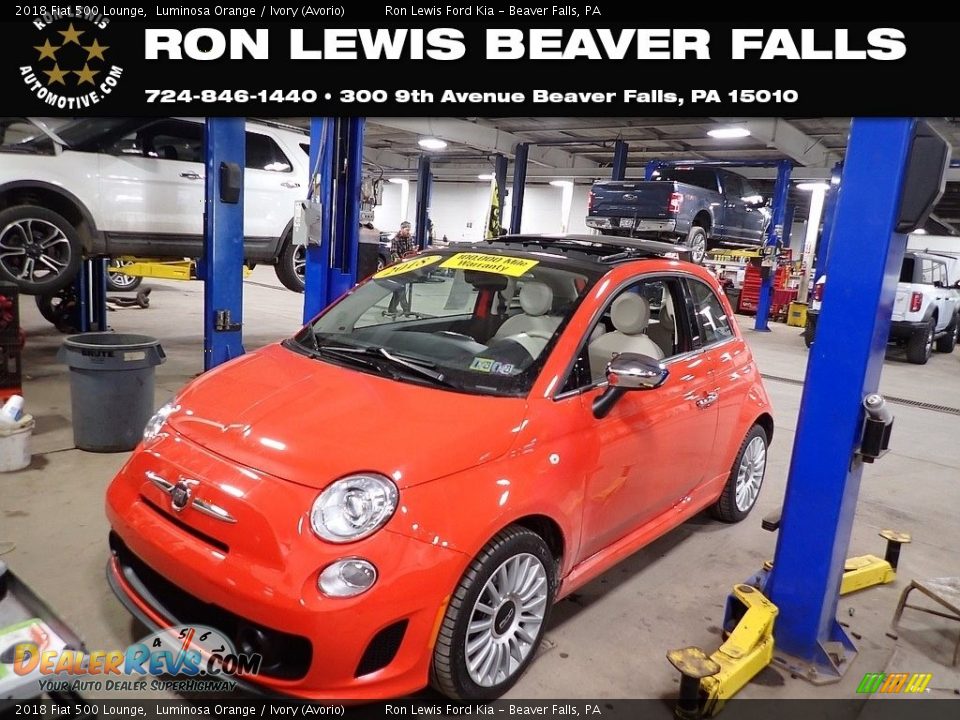 2018 Fiat 500 Lounge Luminosa Orange / Ivory (Avorio) Photo #1