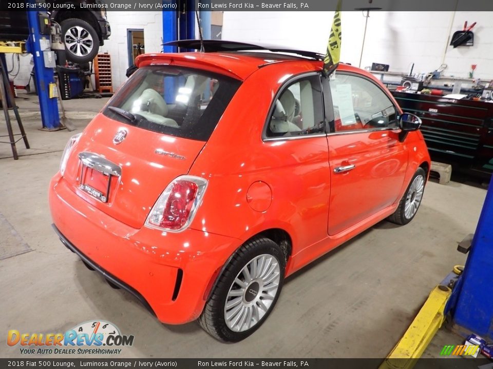 2018 Fiat 500 Lounge Luminosa Orange / Ivory (Avorio) Photo #6