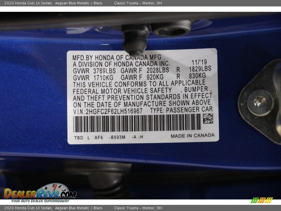 2020 Honda Civic LX Sedan Aegean Blue Metallic / Black Photo #21