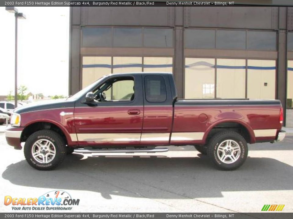 2003 Ford F150 Heritage Edition Supercab 4x4 Burgundy Red Metallic / Black/Red Photo #1