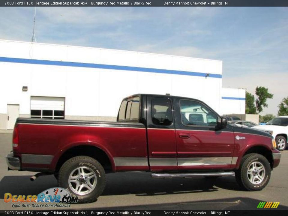 2003 Ford F150 Heritage Edition Supercab 4x4 Burgundy Red Metallic / Black/Red Photo #4
