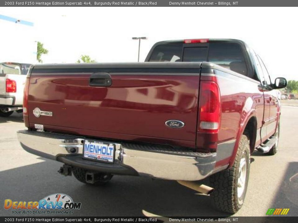2003 Ford F150 Heritage Edition Supercab 4x4 Burgundy Red Metallic / Black/Red Photo #5