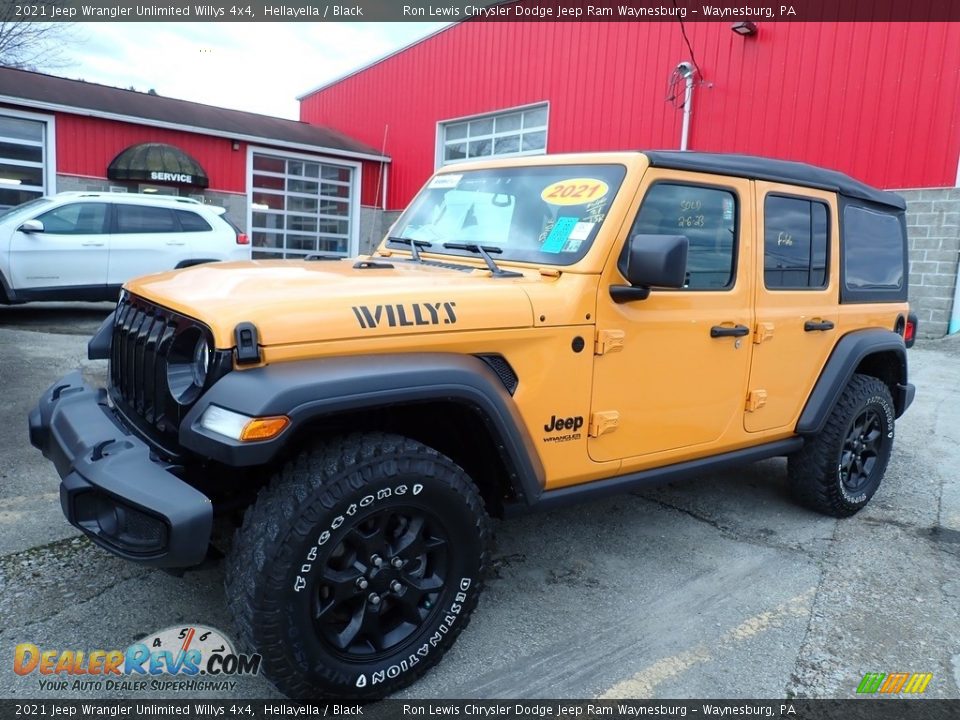 Front 3/4 View of 2021 Jeep Wrangler Unlimited Willys 4x4 Photo #1