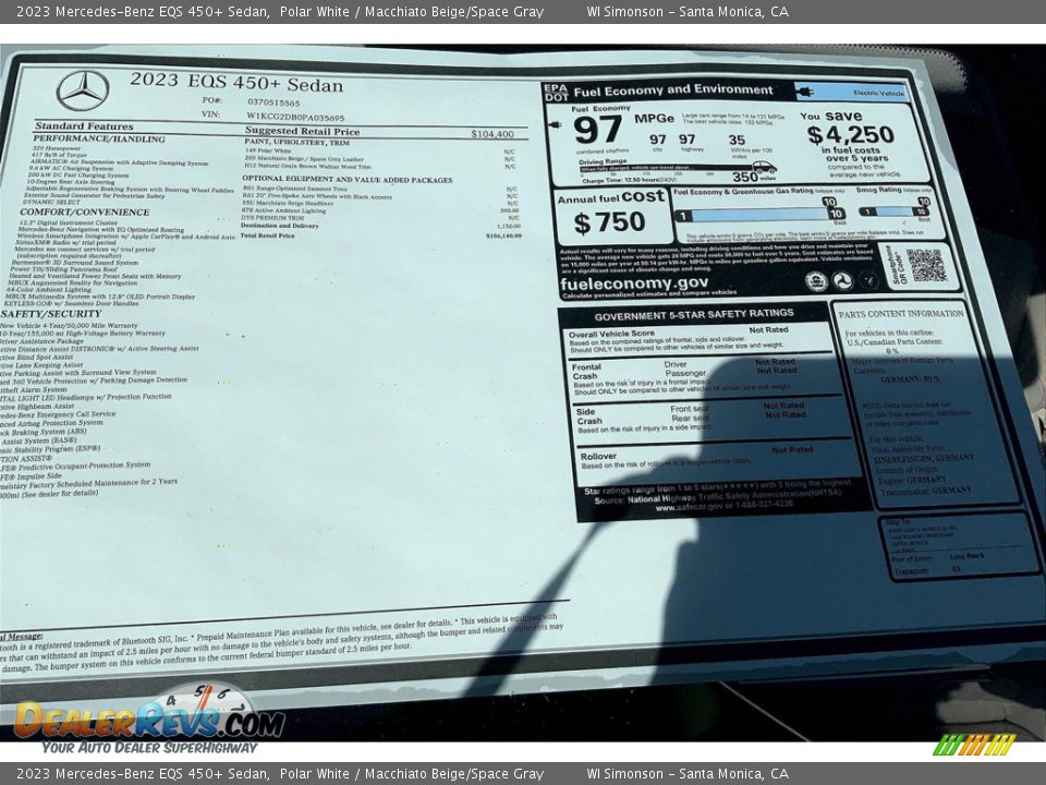 2023 Mercedes-Benz EQS 450+ Sedan Window Sticker Photo #12