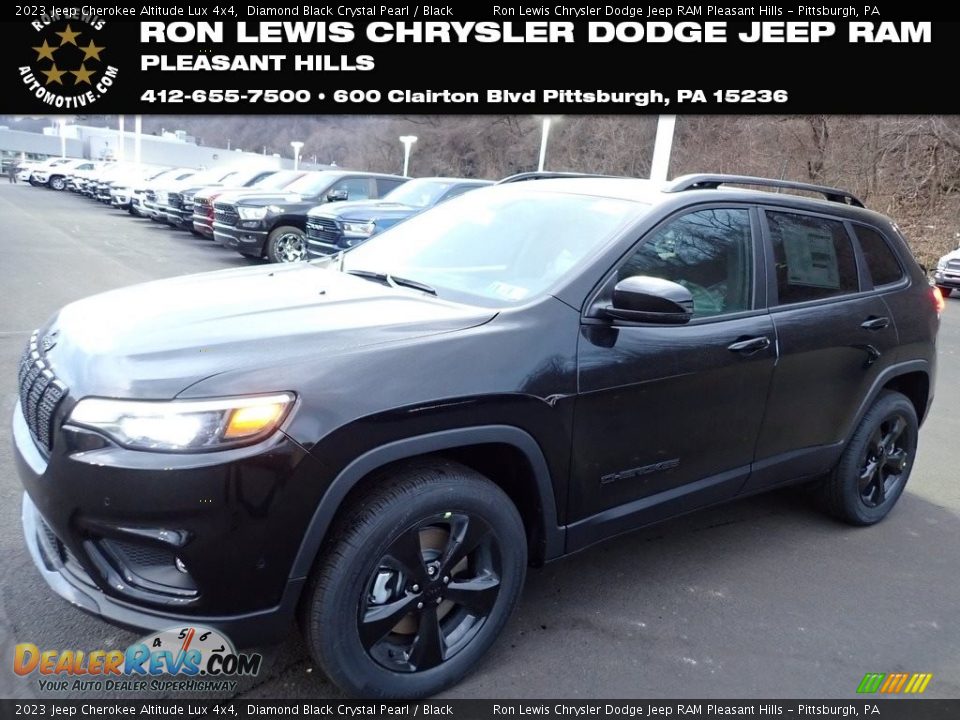 2023 Jeep Cherokee Altitude Lux 4x4 Diamond Black Crystal Pearl / Black Photo #1