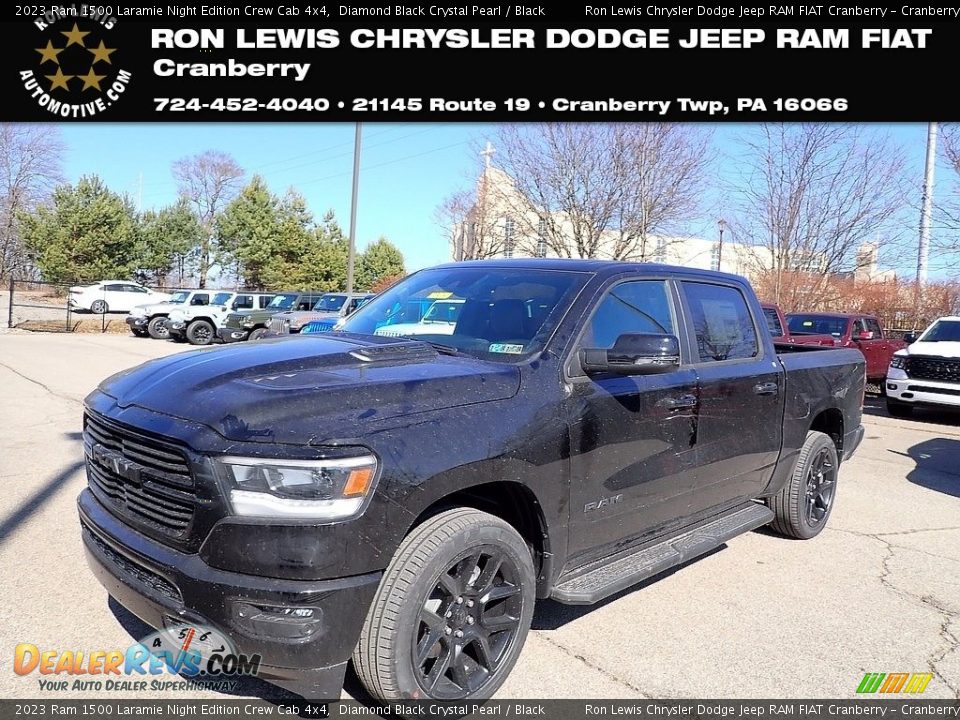 2023 Ram 1500 Laramie Night Edition Crew Cab 4x4 Diamond Black Crystal Pearl / Black Photo #1