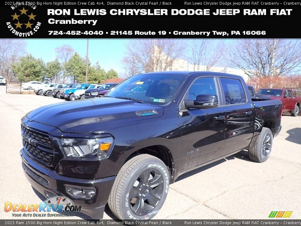 2023 Ram 1500 Big Horn Night Edition Crew Cab 4x4 Diamond Black Crystal Pearl / Black Photo #1