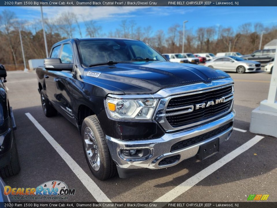 2020 Ram 1500 Big Horn Crew Cab 4x4 Diamond Black Crystal Pearl / Black/Diesel Gray Photo #3