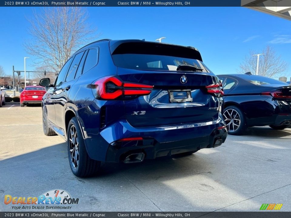 2023 BMW X3 xDrive30i Phytonic Blue Metallic / Cognac Photo #3